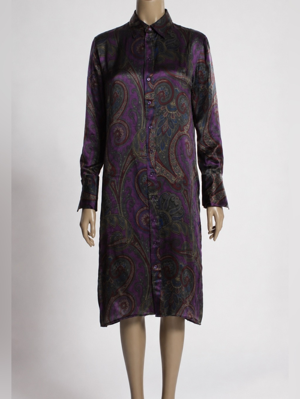 Ralph Lauren Collection Purple Label Maxi Shirt Dress Paisley Button Up Silk 4 S - Picture 9 of 12